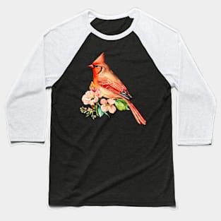 Watercolor Northern Cardinal Baseball T-Shirt